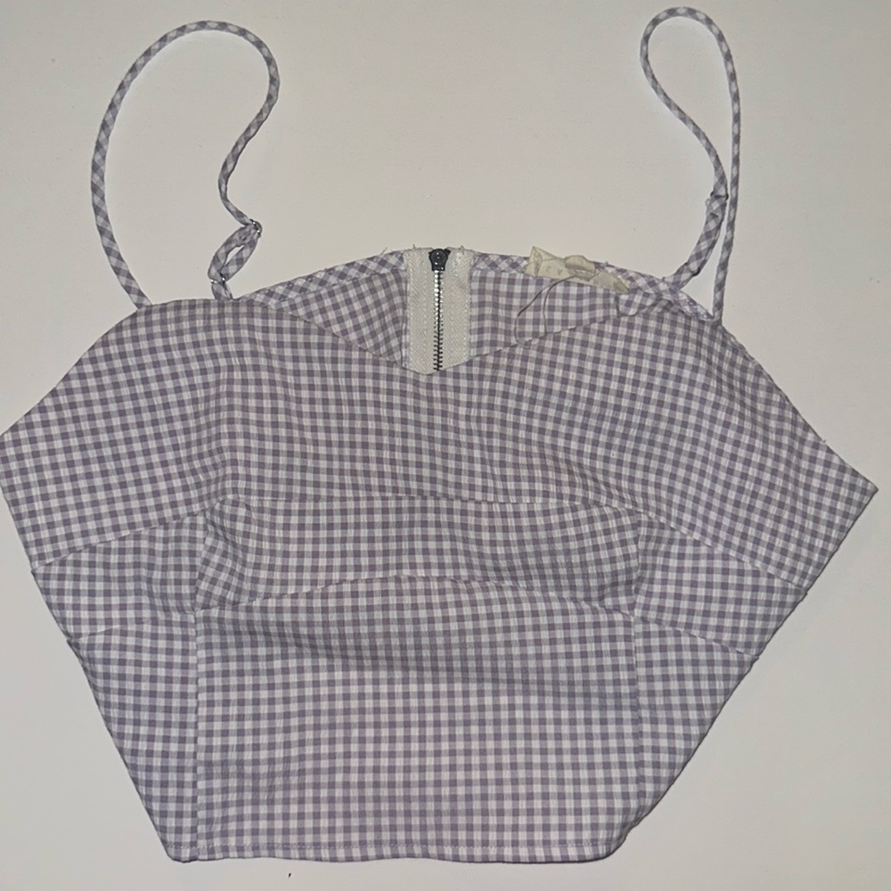 Plaid purple cropped tank top